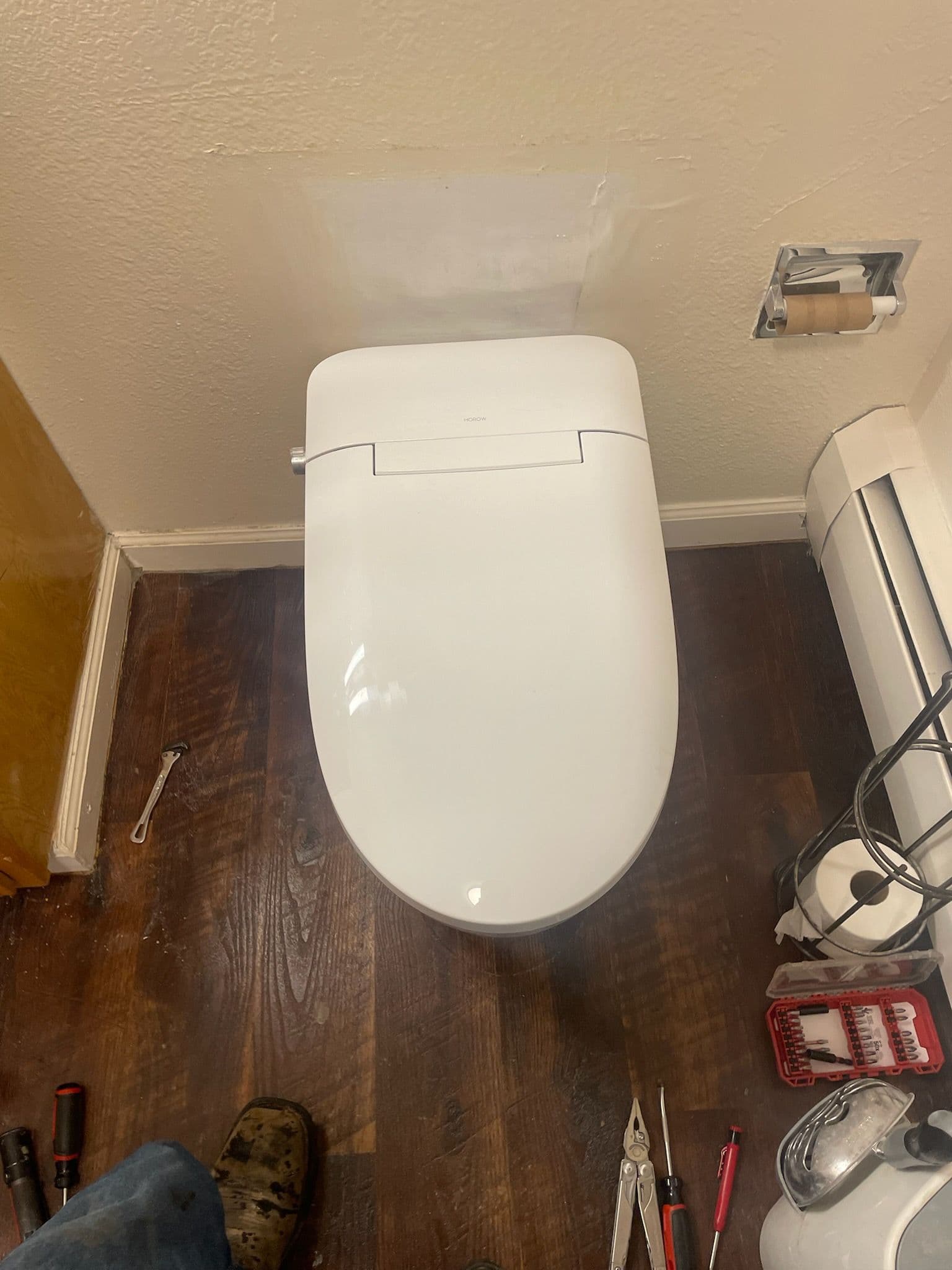 Modern Toilet with Built-In Bidet Installation image